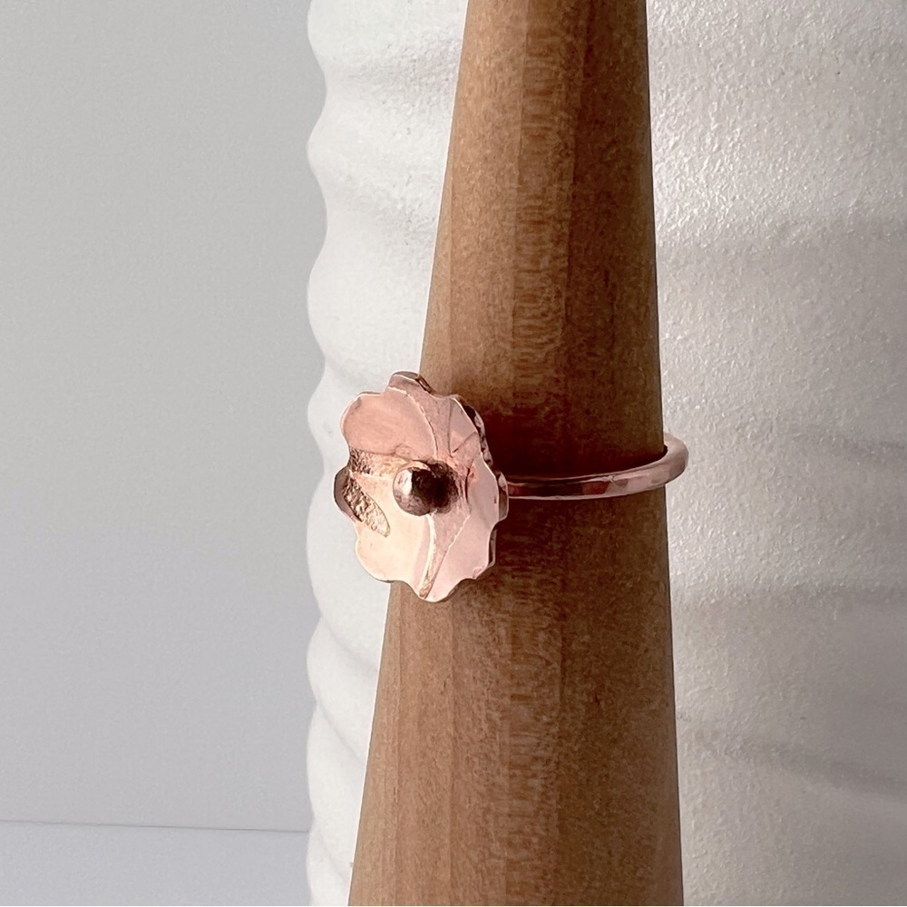Artisan Copper Embossed Flower Ring Size 6.25